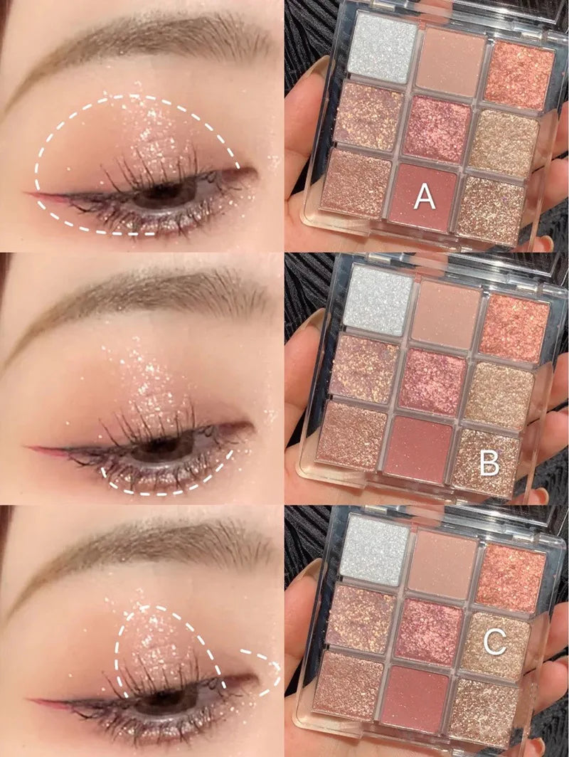 Oh Rosy 9-Color Eyeshadow Palette – Soft Smoke & Rose Tones