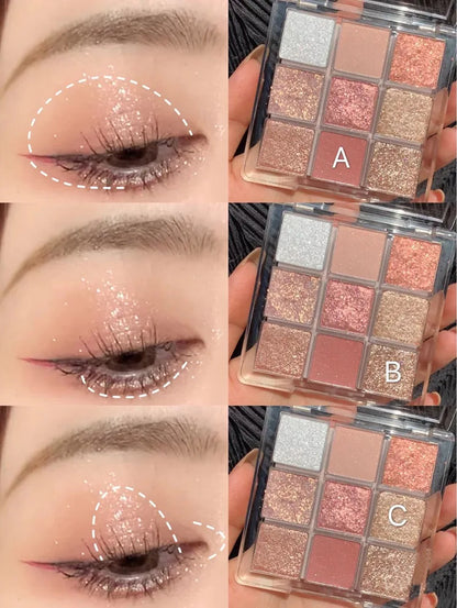 Oh Rosy 9-Color Eyeshadow Palette – Soft Smoke & Rose Tones