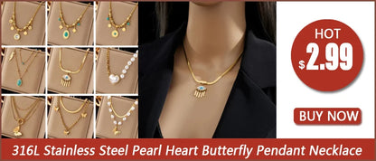 Stainless Steel Green Crystal Necklace – Bohemian Pendant Chain