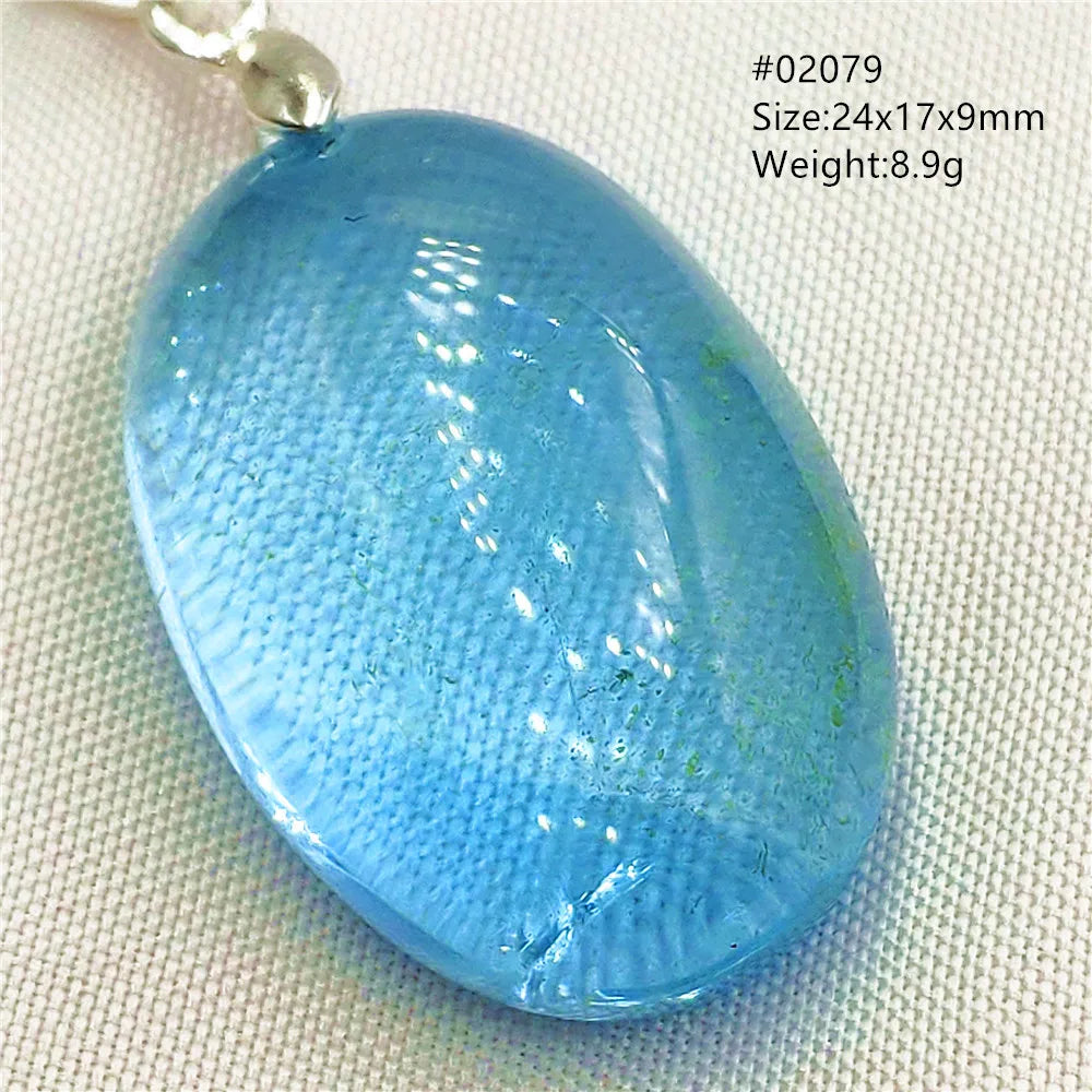Natural Blue Topaz Quartz Pendant Necklace – Oval Healing Stone Jewelry