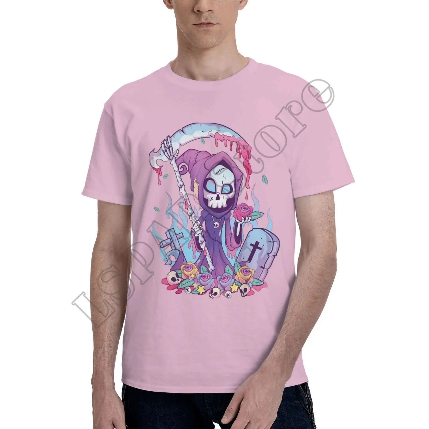 Pastel Goth Grim Reaper T-Shirt – Kawaii Occult Streetwear Tee