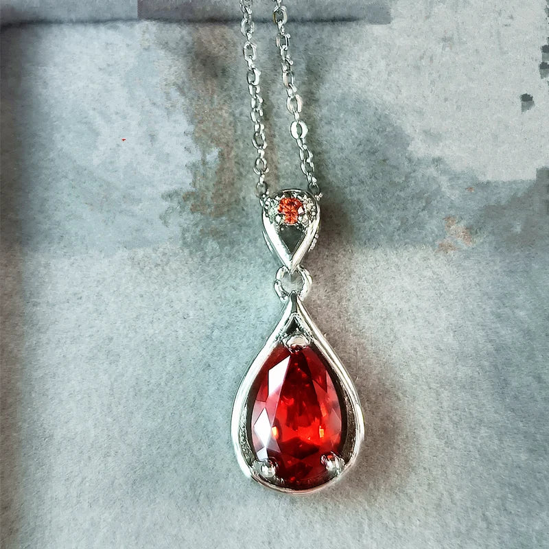 CC Cubic Zirconia Water Drop Pendant Necklace