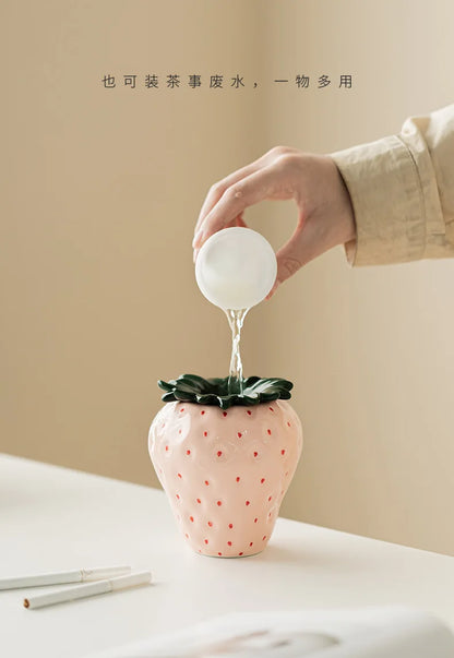 Strawberry Ceramic Storage AshTray with Lid