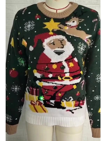 Block Ugly Christmas Sweater – Funny Santa Claus Holiday Jumper for Women