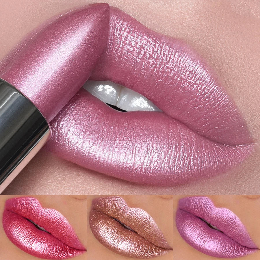 19-Color Glitter Lipstick Collection – Hydrating, Sparkling Metallic Lip Tints