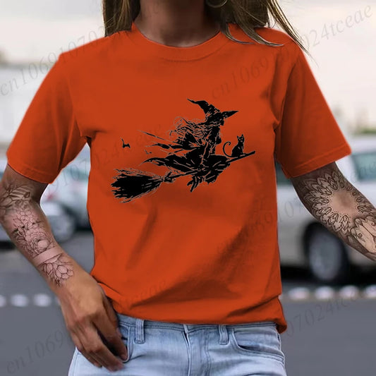 Flying Witch & Black Cat Spooky Season Shirt