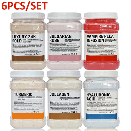 6PCS Professional Jelly Mask Powder Set – Hydrating, Whitening & Anti-Aging Peel-Off Facial Masks 💆‍♀️✨