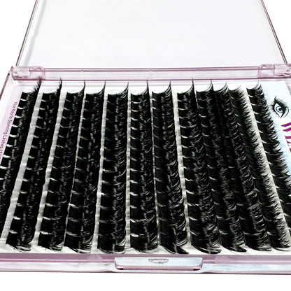 DIY 3D Fluffy Lash Clusters – 160D/90D Volume Extensions (12 Rows)