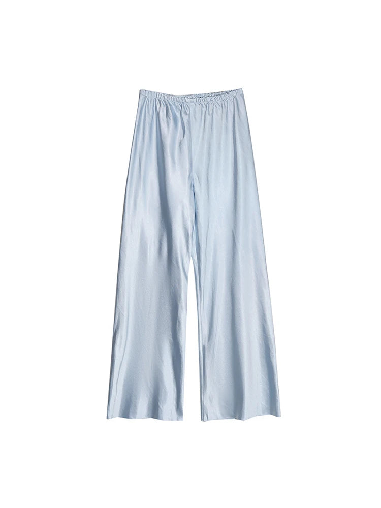 Satin Wide-Leg Pants – Elegant Korean Fashion Summer Trousers