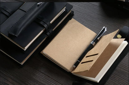 Genuine Leather Refillable Travel Journal – Handmade Retro Diary & Sketchbook
