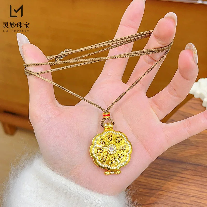 24K Real Gold Sand Dot Pendant – Classic Elegance, Timeless Craft