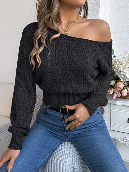 Off-Shoulder Knit Pullover Sweater