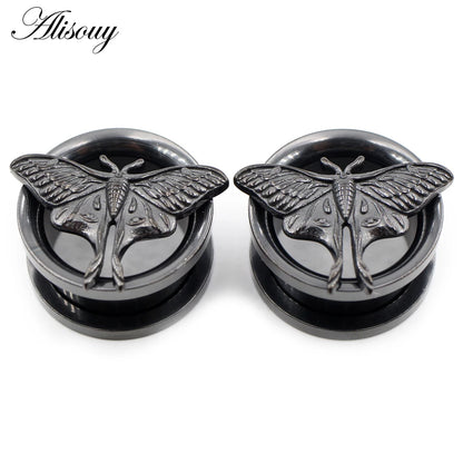 Stainless Steel Butterfly Thread Ear Tunnels – Plug & Stretcher Jewelry (1PC)
