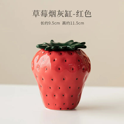 Strawberry Ceramic Storage AshTray with Lid