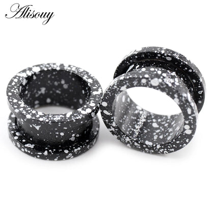 Stainless Steel Paint Pulley Ear Tunnels & Plugs Set