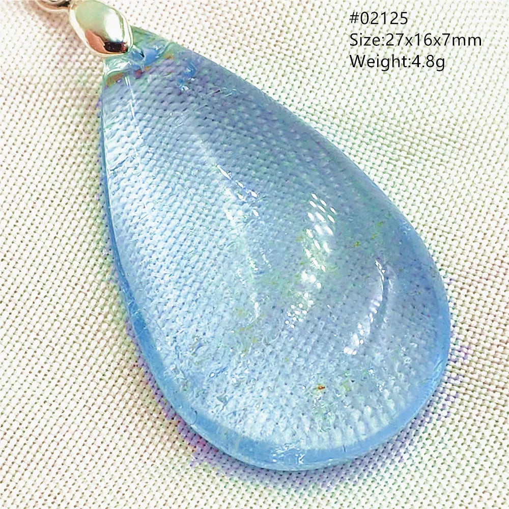 Natural Blue Topaz Quartz Pendant Necklace – Oval Healing Stone Jewelry