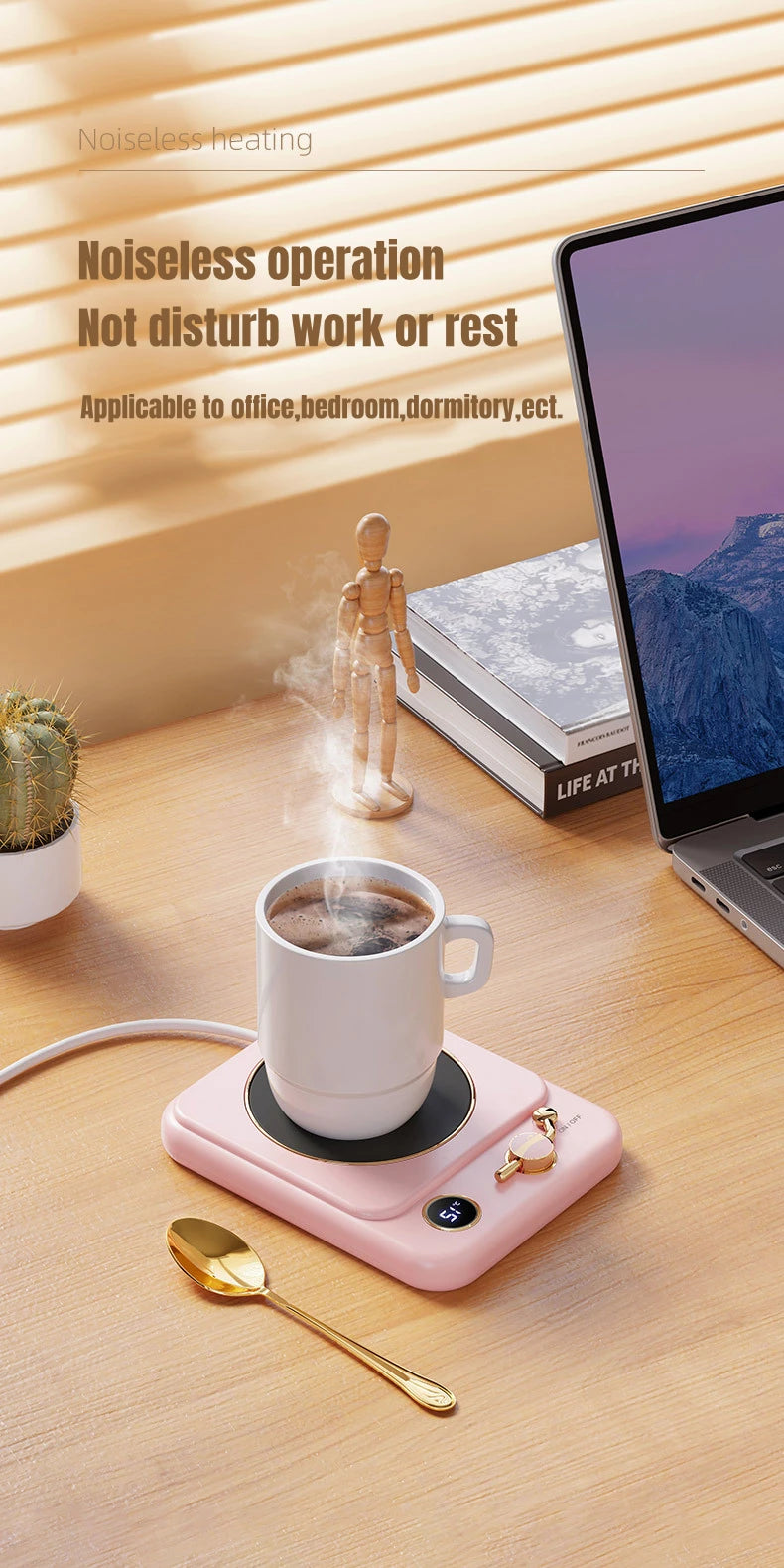 Electric Coffee Cup Warmer – 3-Setting Temperature Control Heating Coaster