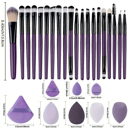 8/20-Piece Eye Makeup Brush Set – With Optional Sponges & Puffs