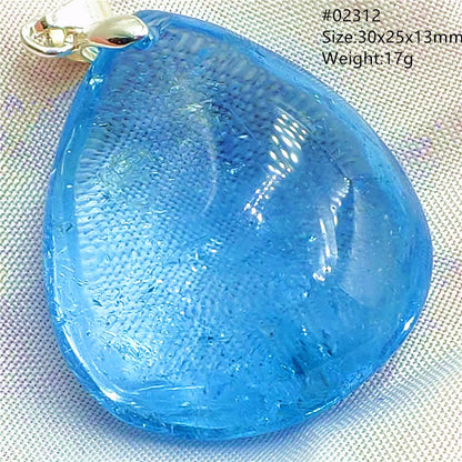 Natural Blue Topaz Quartz Pendant Necklace – Oval Healing Stone Jewelry