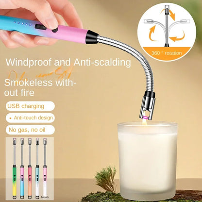 3PCS USB Rechargeable Electric Lighter Set – LED Display & 360° Rotation