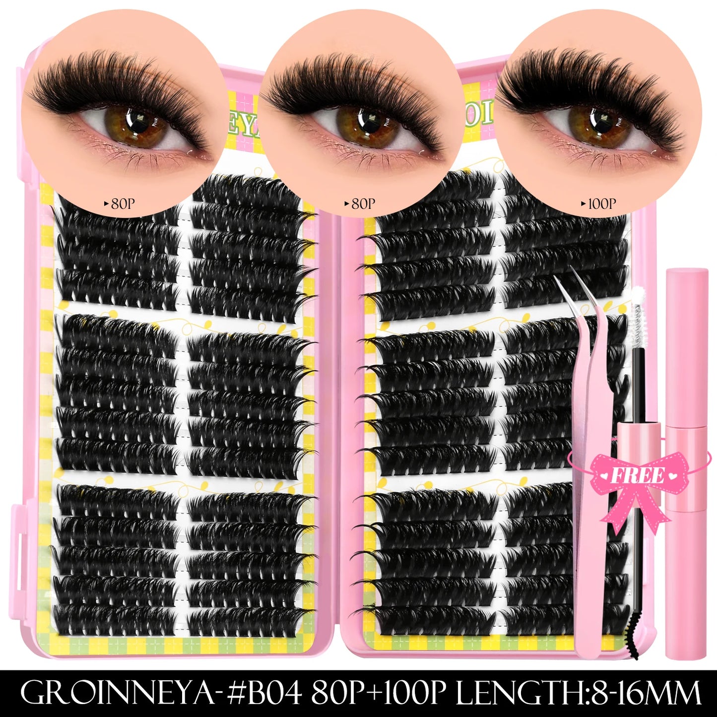 Lash Clusters Kit – 540PCS Cat-Eye Lash Extension Set with Bond & Seal
