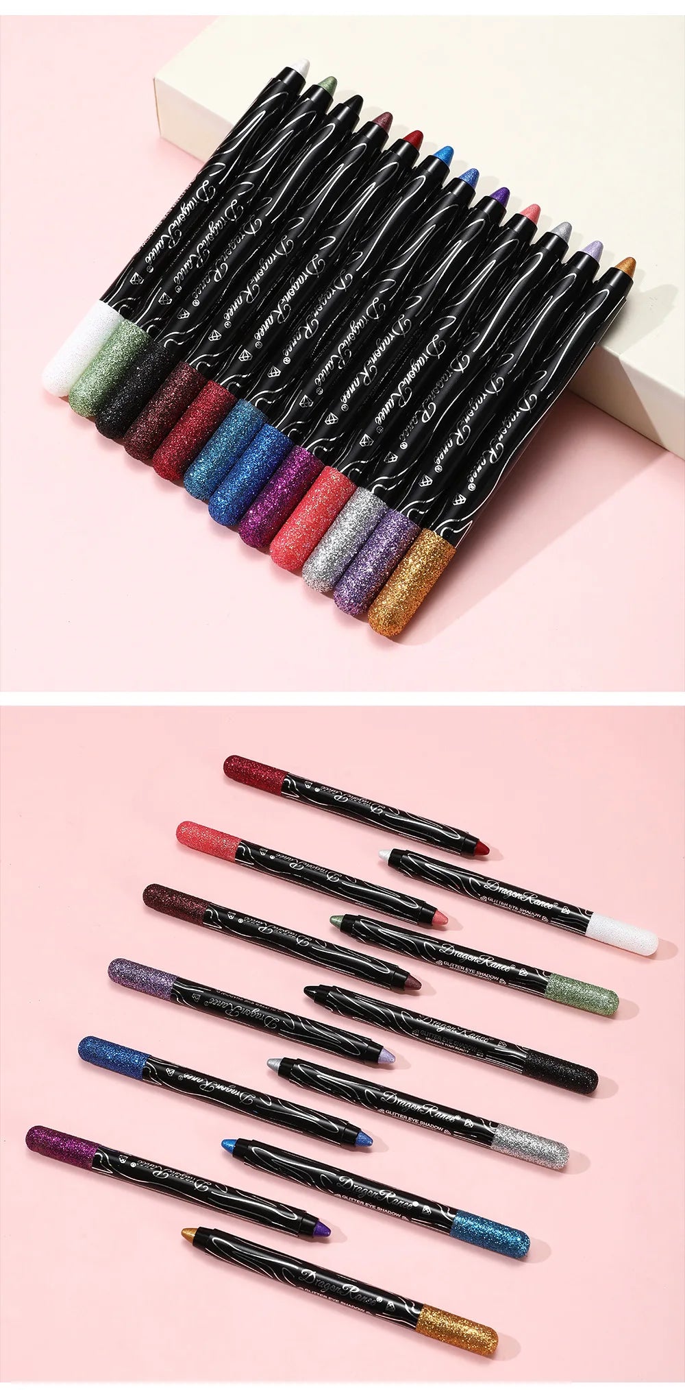 Glitter Eyeshadow & Eyeliner Pencil Set (12 Colors)