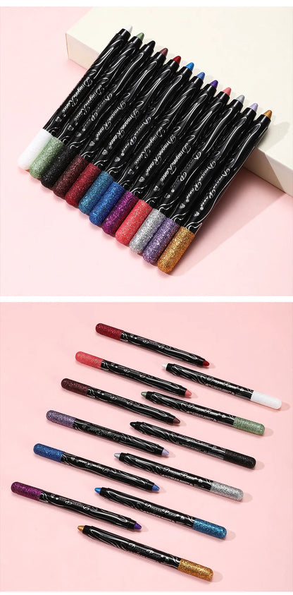 Glitter Eyeshadow & Eyeliner Pencil Set (12 Colors)
