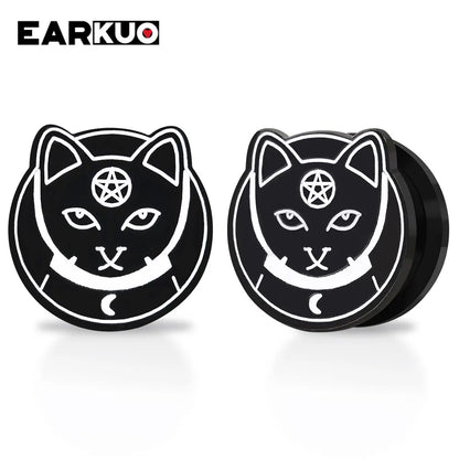 Acrylic Cat OUIJA Ear Plugs – Witch Poker Tunnels & Stretchers (2PCS)