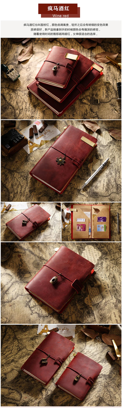 Handmade Genuine Leather Notebook – Vintage Cowhide Diary, Journal & Travel Planner Cover
