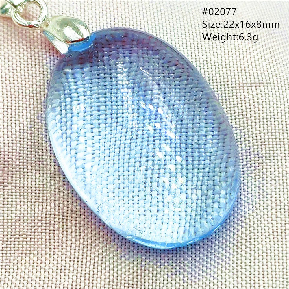 Natural Blue Topaz Quartz Pendant Necklace – Oval Healing Stone Jewelry