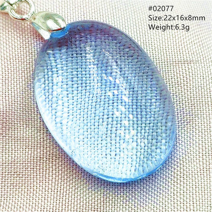 Natural Blue Topaz Quartz Pendant Necklace – Oval Healing Stone Jewelry