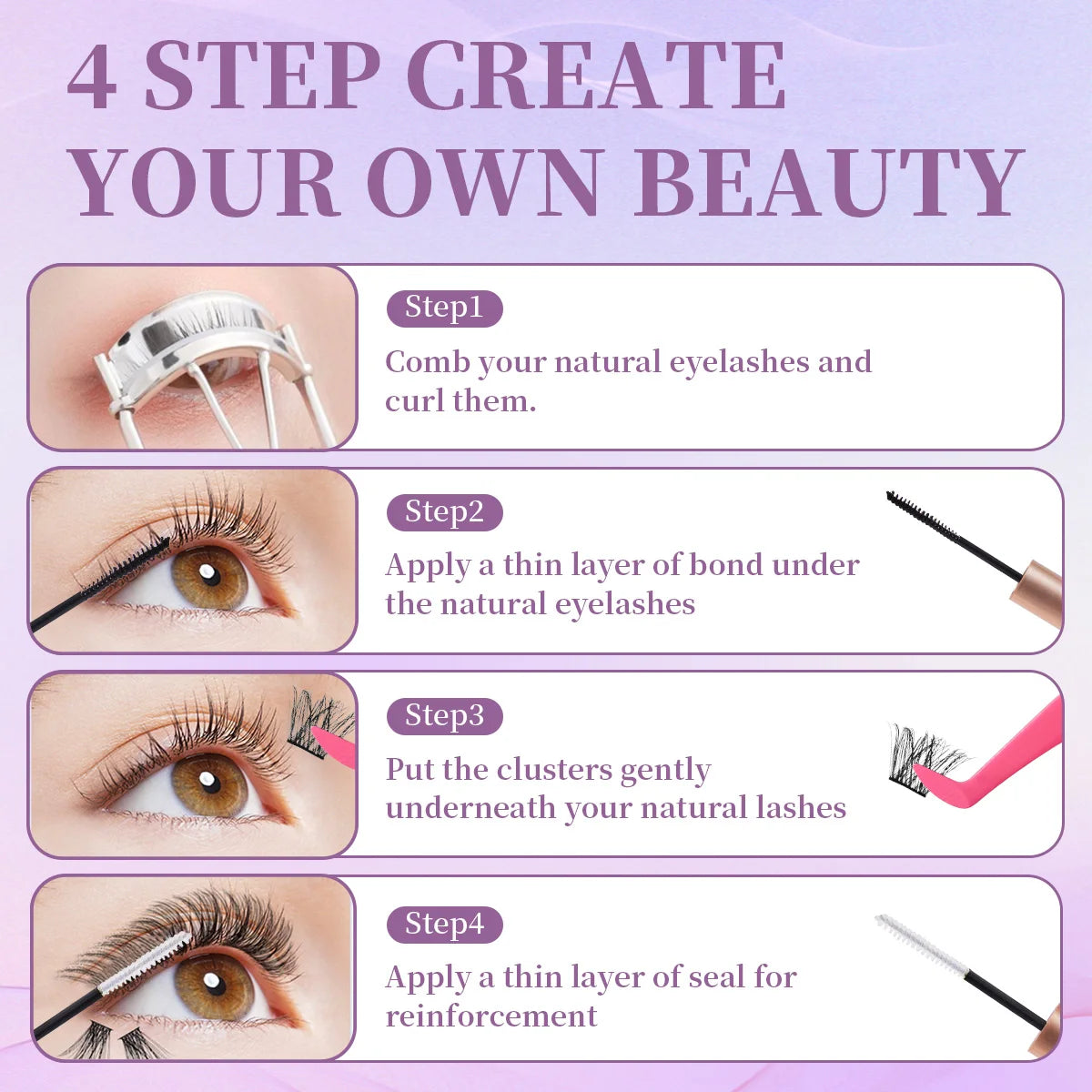 DIY Eyelash Extension Kit – Complete Cluster Lash Set with Bond, Seal & Tools