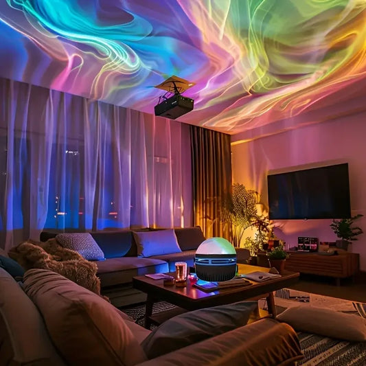 Aurora Borealis Starry Sky Projection Light – LED Night Light with Remote Control & 7 Lighting Effects