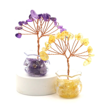 Mini Crystal Money Tree – Natural Gemstone Wire-Wrapped Decoration