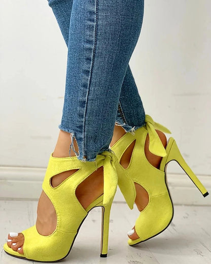 Lace-Up Peep Toe Ankle Strap High Heels