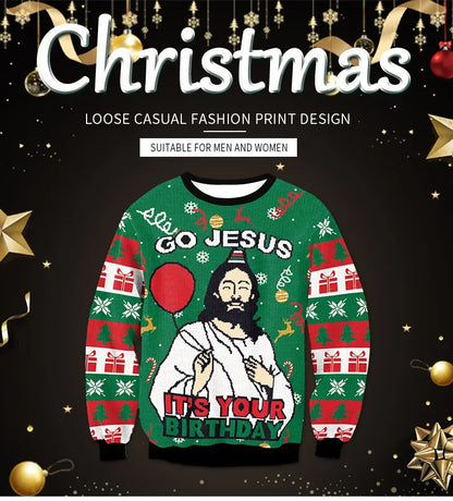 3D Funny Christmas Sweater – Green Holiday Jumper for Party & Festive Wear