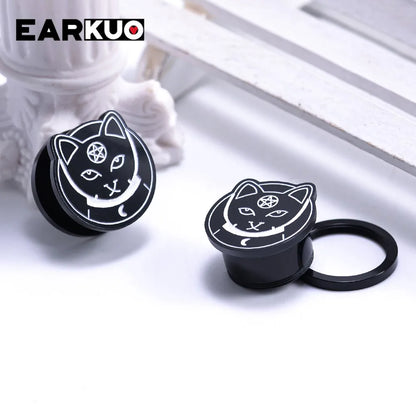 Acrylic Cat OUIJA Ear Plugs – Witch Poker Tunnels & Stretchers (2PCS)