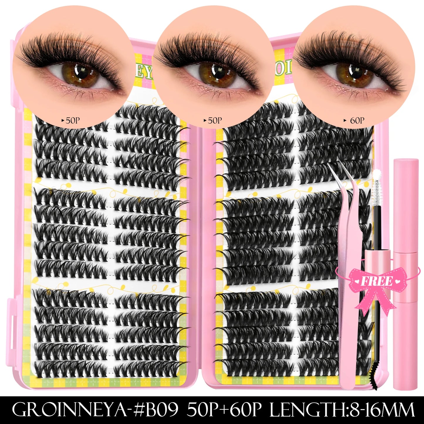 Lash Clusters Kit – 540PCS Cat-Eye Lash Extension Set with Bond & Seal
