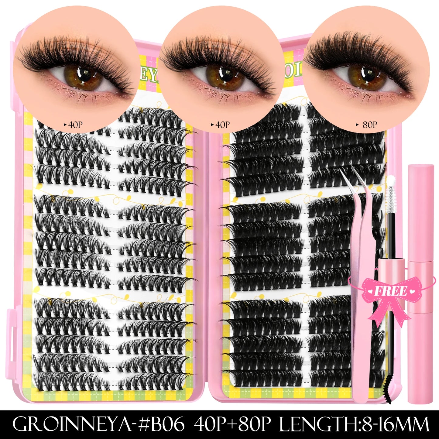 Lash Clusters Kit – 540PCS Cat-Eye Lash Extension Set with Bond & Seal