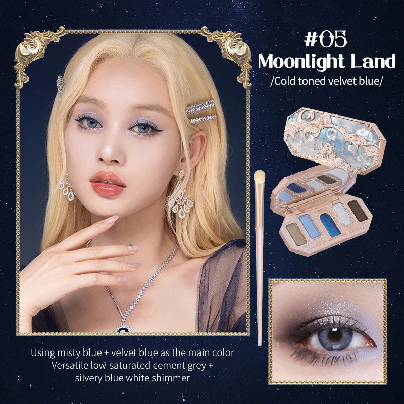 Moonlight Mermaid Eyeshadow Palette – 5-Color Matte & Shimmer Chameleon Finish