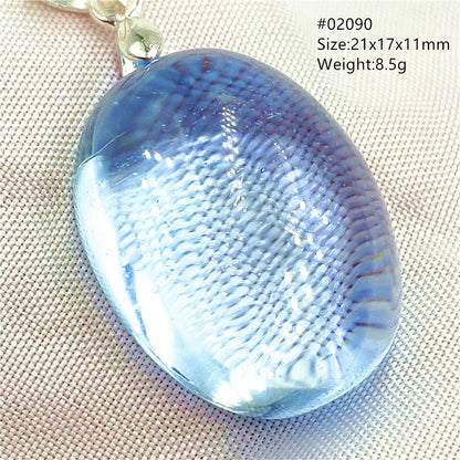 Natural Blue Topaz Quartz Pendant Necklace – Oval Healing Stone Jewelry