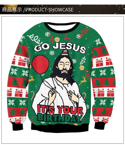 3D Funny Christmas Sweater – Green Holiday Jumper for Party & Festive Wear
