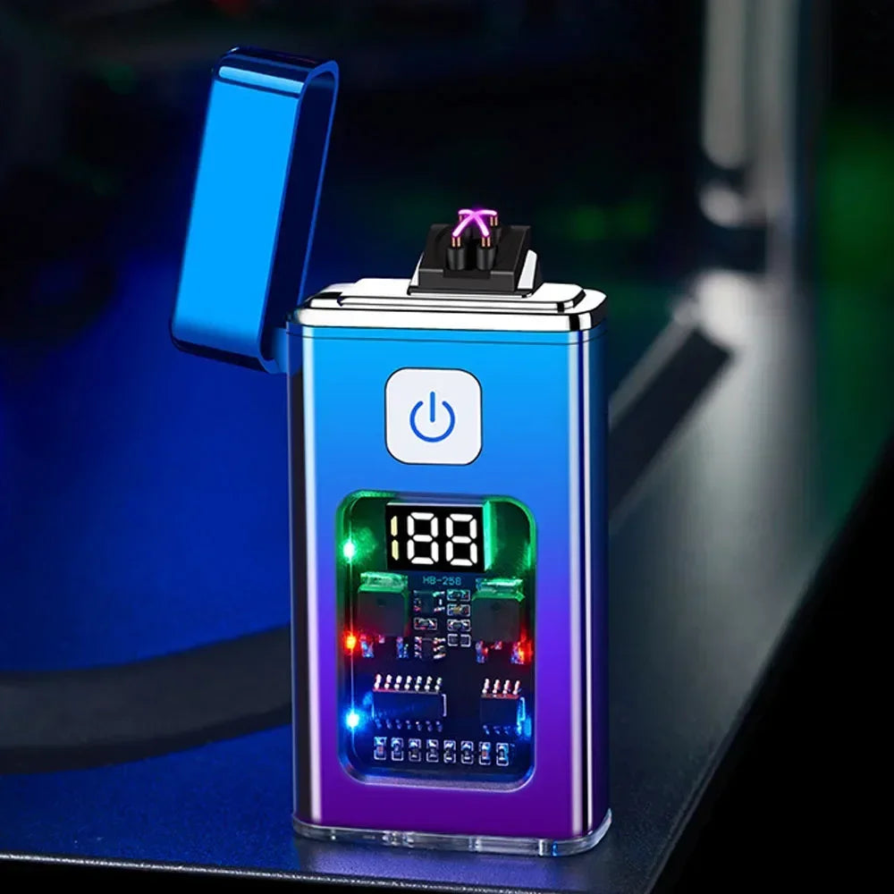 USB Rechargeable Electric Lighter – Windproof Dual Arc Plasma Fire Starter for Outdoors & Everyday Use