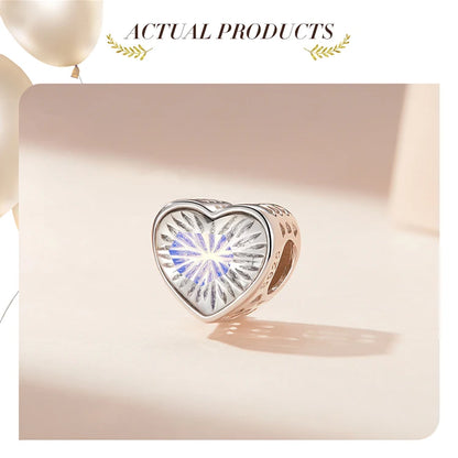 925 Sterling Silver Rainbow Heart Charm – Shine with Every Sparkle