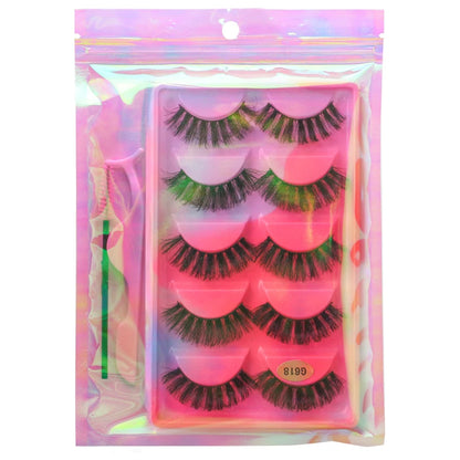 False Eyelash Kit – 3/5 Pairs Fluffy Mink Lashes with Tweezer & Brush