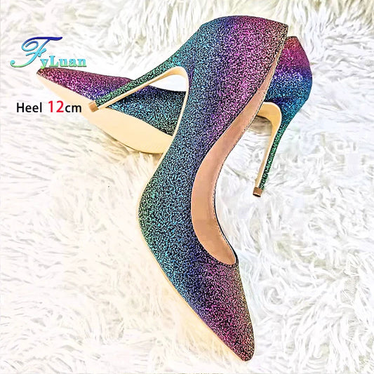 Gradient Glitter Pointed Toe High Heel Pumps