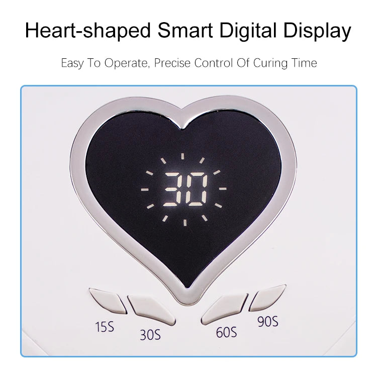 High Power 96W Heart-Shaped LED Nail Lamp – Red Light Gel Polish Dryer