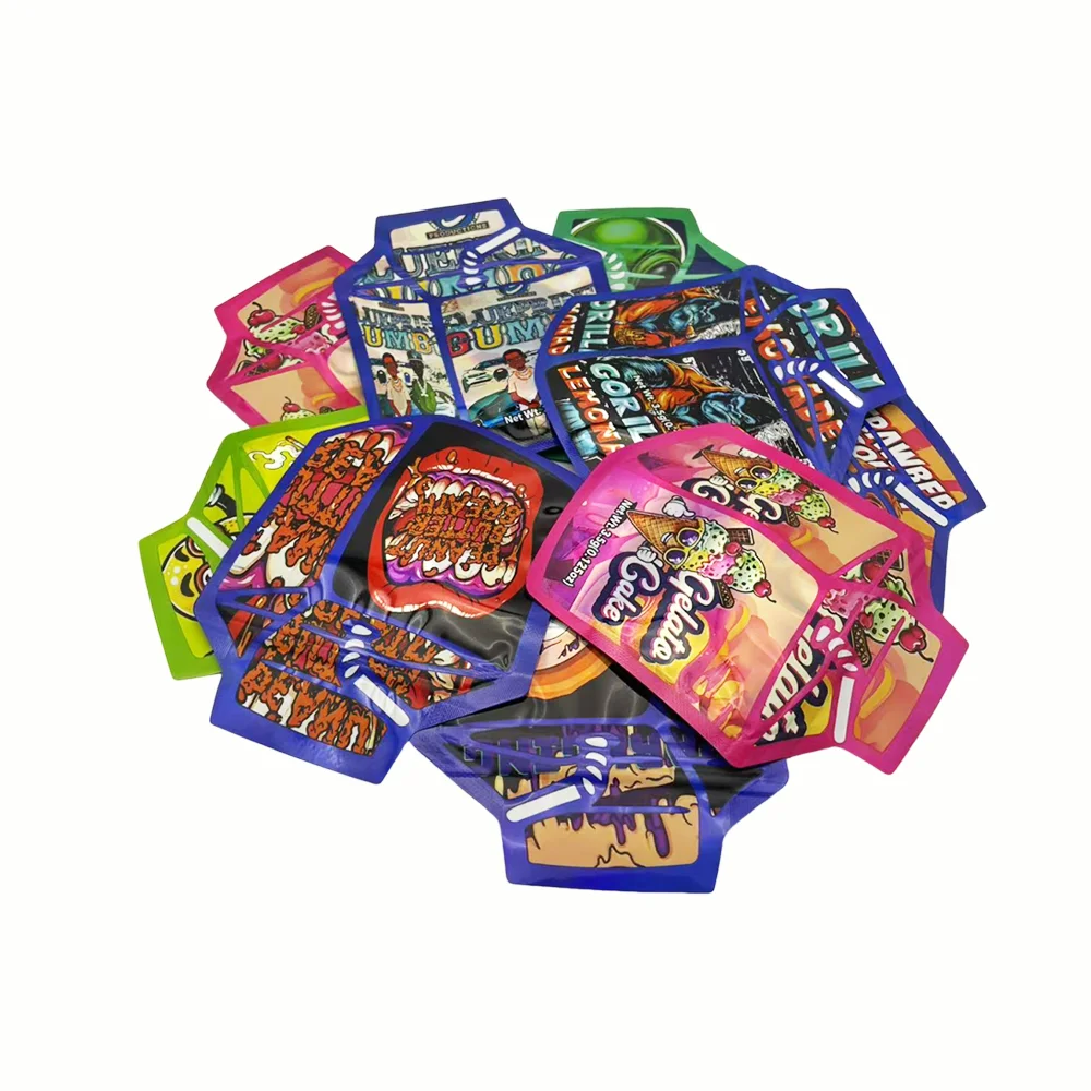 50pcs Holographic Juice Can Mylar Bags – Resealable Stand-Up Pouches