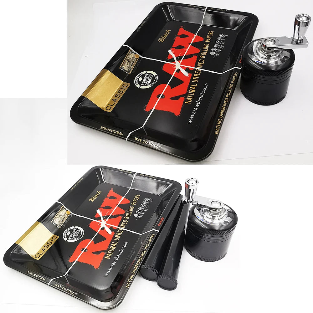 40mm Herb Grinder & Metal Rolling Tray Kit – 7x5 inch Portable Spice & Herb Tool Set