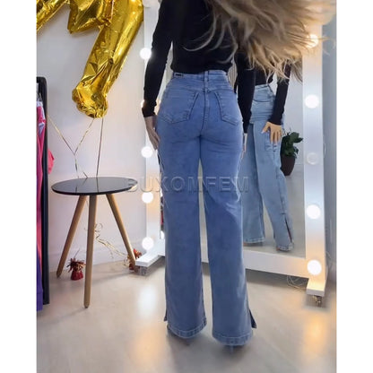 Y2K High-Waist Wide-Leg Pants – Baggy Streetwear Trousers for Women